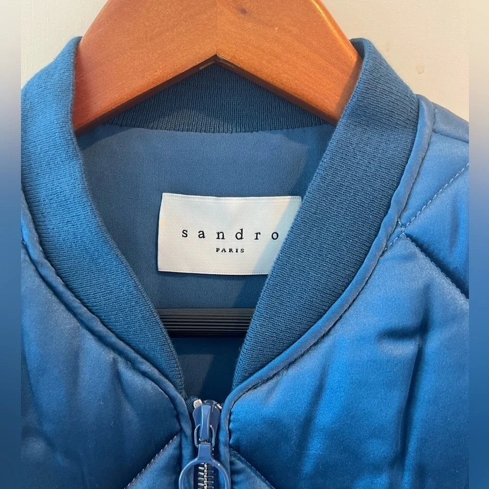 Sandro Blue Oversized Quilted Puffy Vest